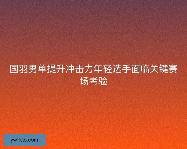国羽男单提升冲击力年轻选手面临关键赛场考验